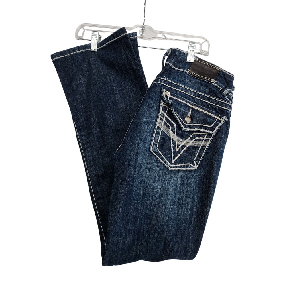 Vigoss 29 7/8 Blue Bootcut Jeans Thick Stitch Rhinestone Y2K WesternMcBlingDenim